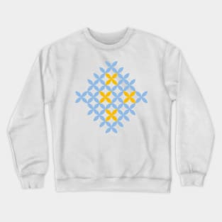 Eastern European light blue and yellow stitches folk art pattern Crewneck Sweatshirt